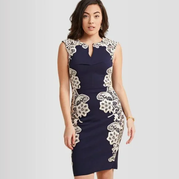 knee length dresses for ladies 1930's Baby Blue Dress with Cream Lace – Eveliina Vintage main image 0